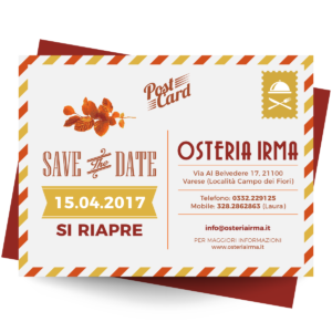 L’Osteria Irma riapre sabato 15 aprile!